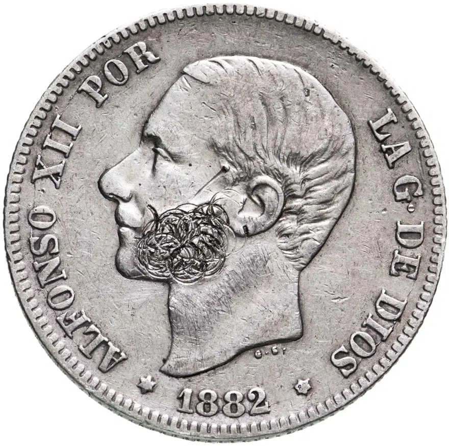 Испания 2 песеты (pesetas) 1882