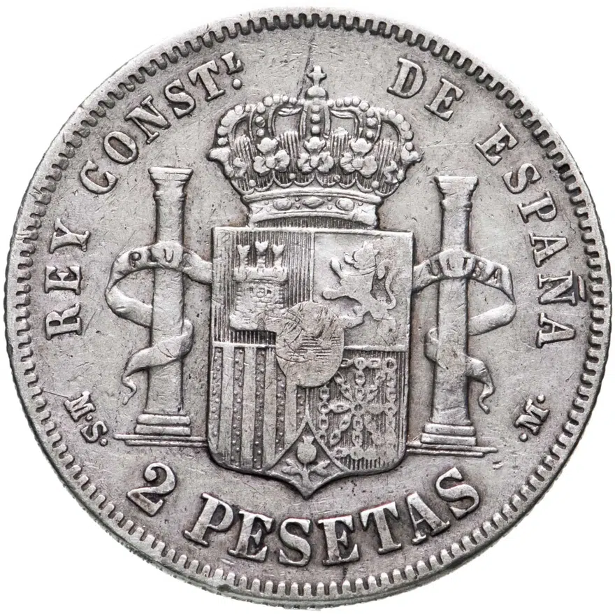 Испания 2 песеты (pesetas) 1882, реверс