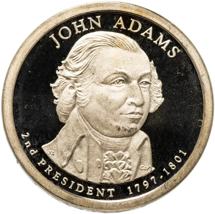 США 1 доллар (dollar) 2007 S Proof Джон Адамс (2-й президент США) знак монетного двора "S" - Сан-Франциско, реверс