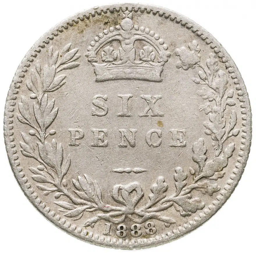 Великобритания 6 пенсов (pence) 1888, реверс