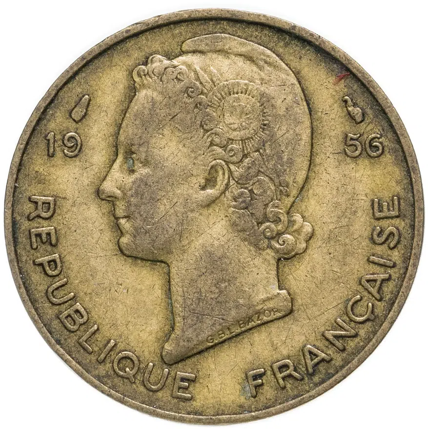 Французская Западная Африка 10 франков (francs) 1956
