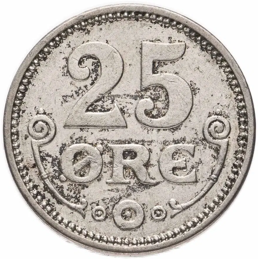 Дания 25 эре (ore) 1915, аверс