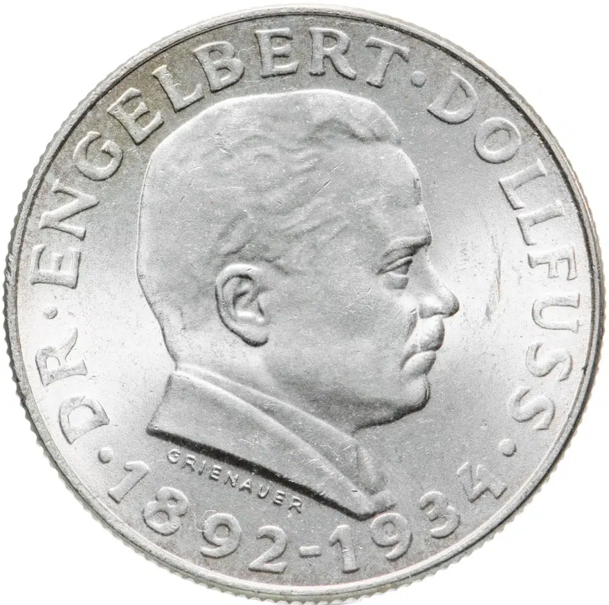 Австрия 2 шиллинга (shillings) 1934 "Смерть Энгельберта Дольфуса"