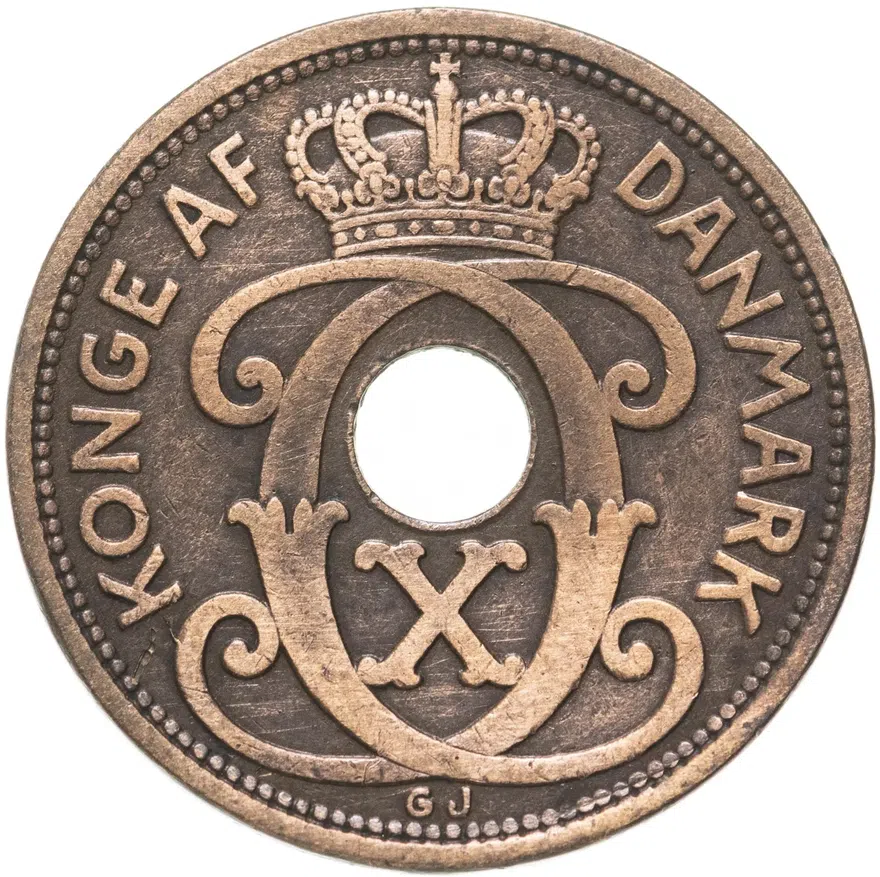 Дания 5 эре (ore) 1928, реверс