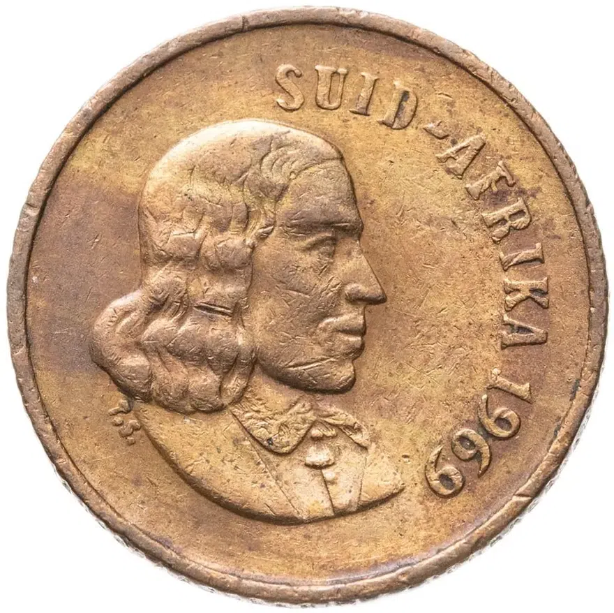ЮАР 1 цент (cent) 1969  Надпись на языке африкаанс - "SUID-AFRIKA"