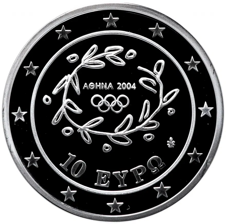 Греция 10 евро 2004 "XXVIII летние Олимпийские Игры, Афины 2004 - гандбол" с сертификатом, реверс