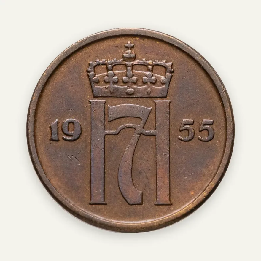 Норвегия 2 эре (ore) 1955, реверс