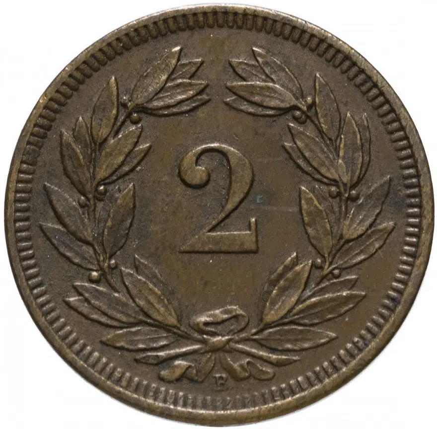 Швейцария 2 раппена (rappen) 1907, аверс