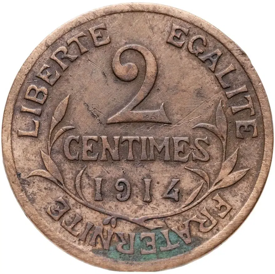 Франция 2 сантима (centimes) 1914