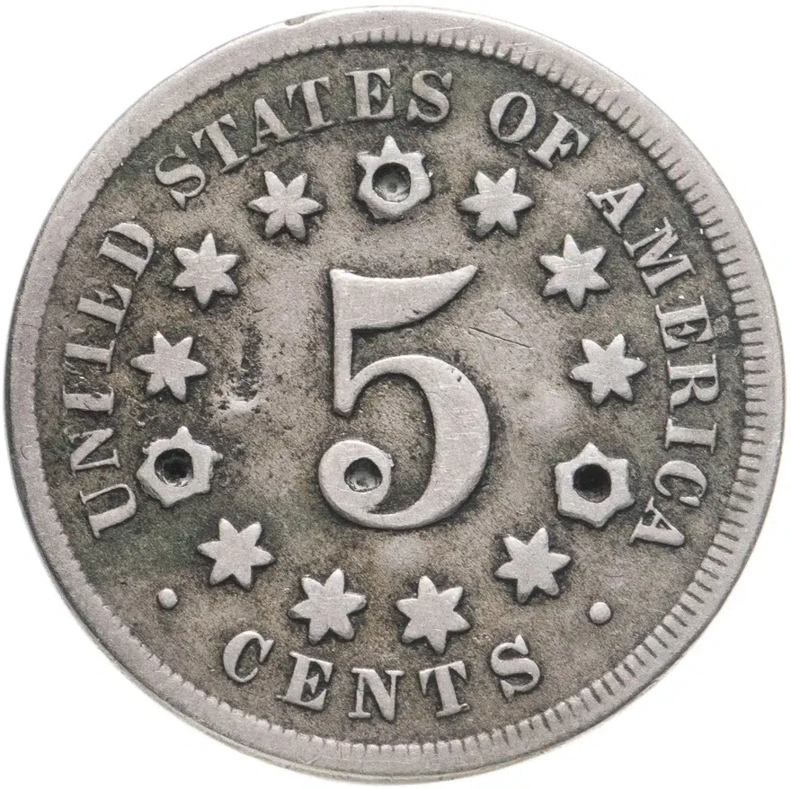 США 5 центов (cents) 1869  Щит Союза