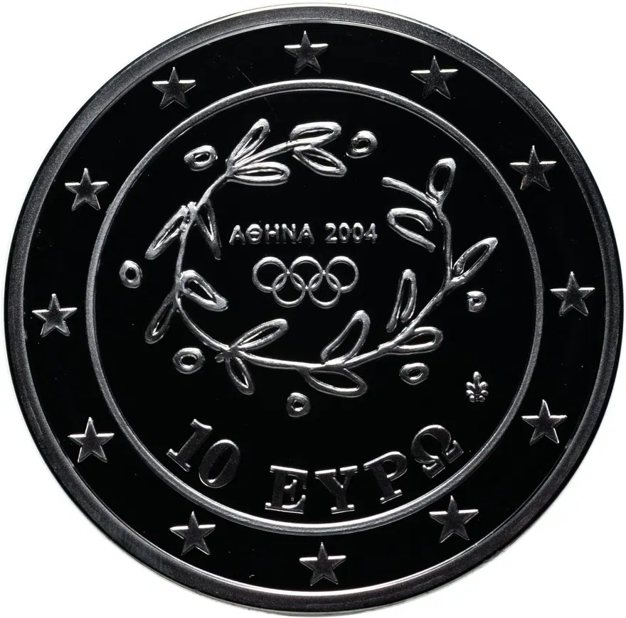 Греция 10 евро 2004 "XXVIII летние Олимпийские Игры, Афины 2004 - художественная гимнастика" с сертификатом, реверс