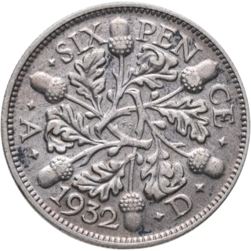Великобритания 6 пенсов (pence) 1932, реверс