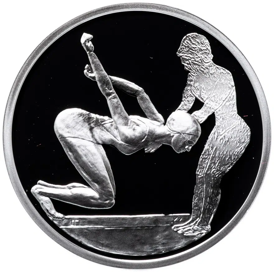 Греция 10 евро 2004 "XXVIII летние Олимпийские Игры, Афины 2004 - плавание" с сертификатом