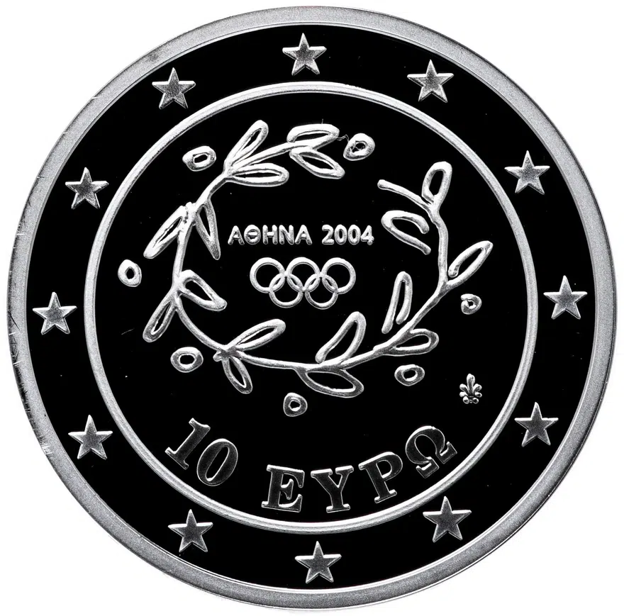 Греция 10 евро 2004 "XXVIII летние Олимпийские Игры, Афины 2004 - плавание" с сертификатом, реверс