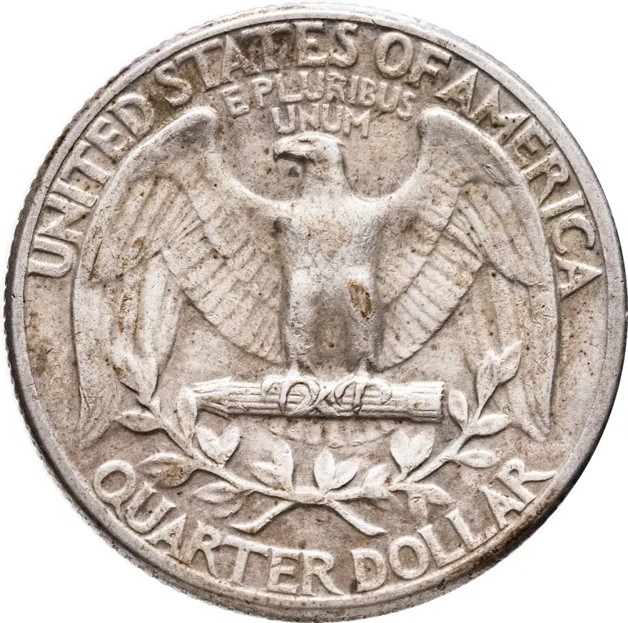 США 25 центов (квотер, 1/4 доллара, quarter dollar) 1942  Washington Quarter Без отметки монетного двора, реверс