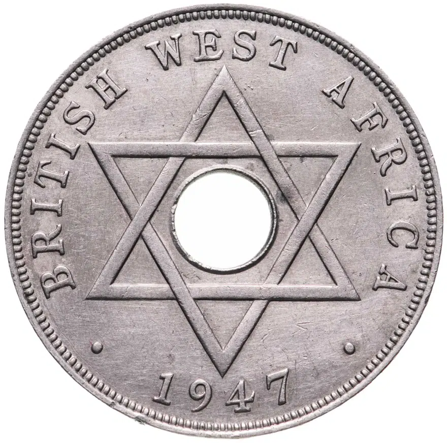 Британская Западная Африка 1 пенни (penny) 1947 KN   знак монетного двора: "KN" - Кингз Нортон, Бирмингем, реверс