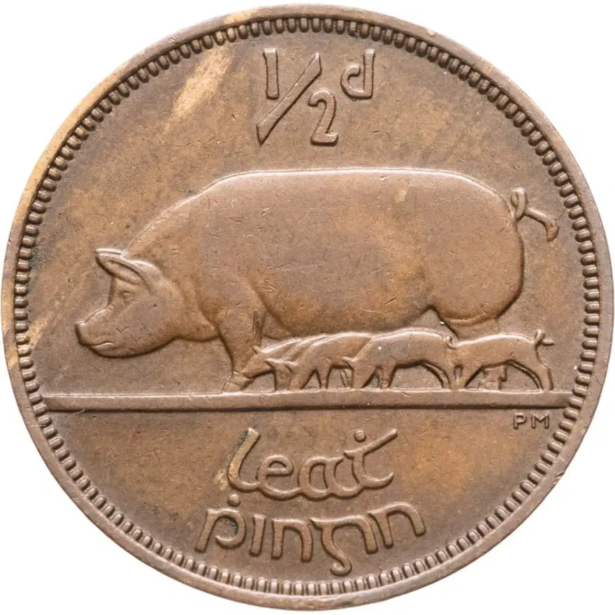 Ирландия 1/2 пенни (penny) 1946, реверс