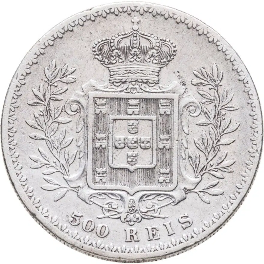 Португалия 500 реалов (рейс, reis) 1892, реверс