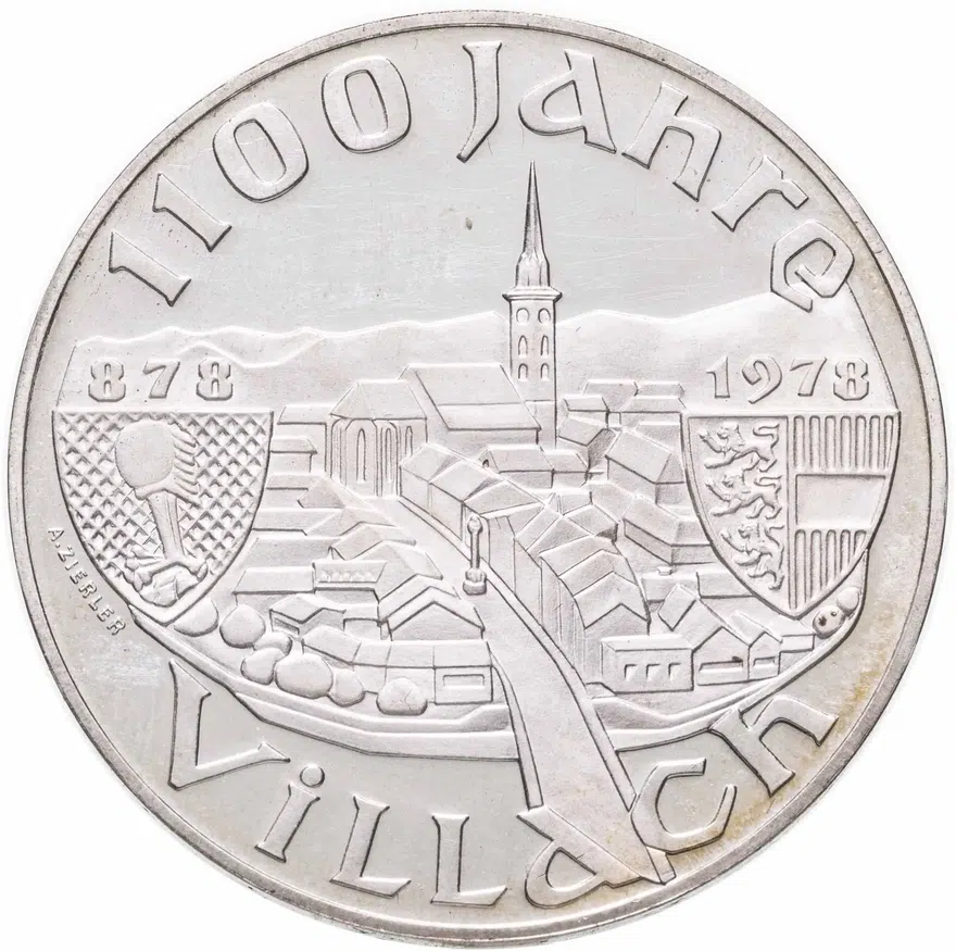 Австрия 100 шиллингов (shillings) 1978 "1100 лет городу Филлах", аверс