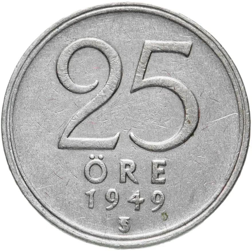 Швеция 25 эре (ore) 1949, аверс