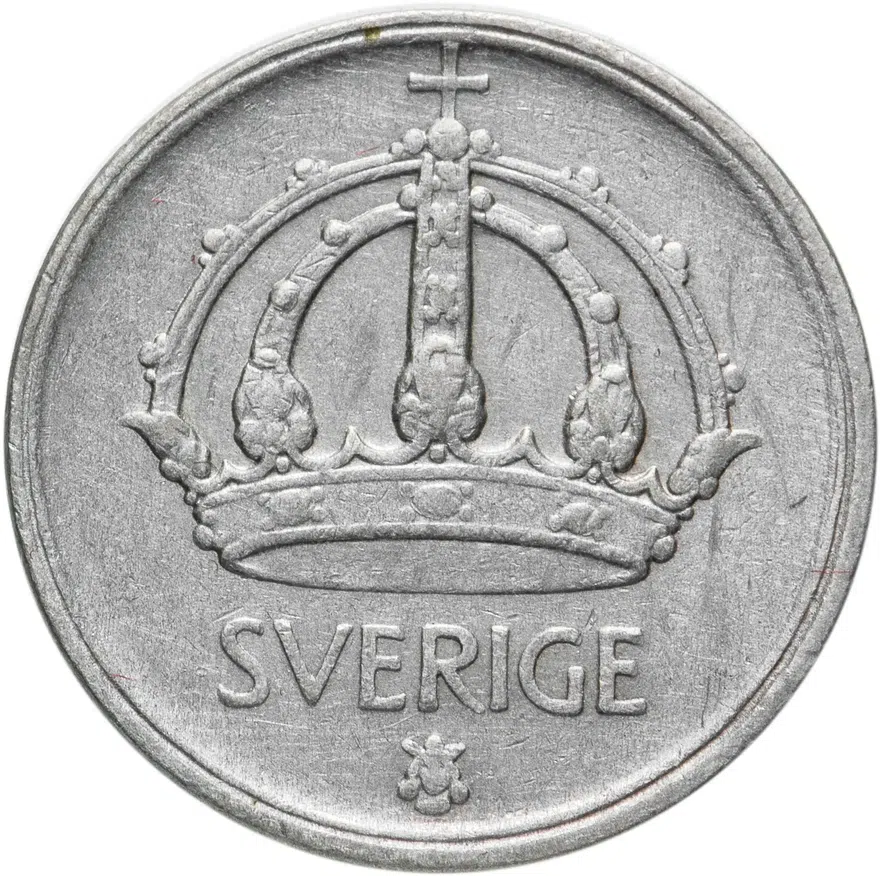 Швеция 25 эре (ore) 1949, реверс