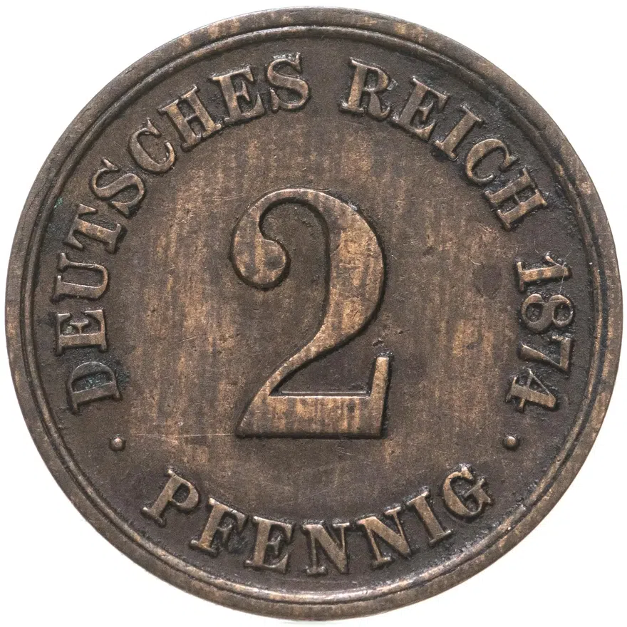 Германия 2 пфеннига (pfennig) 1874 F