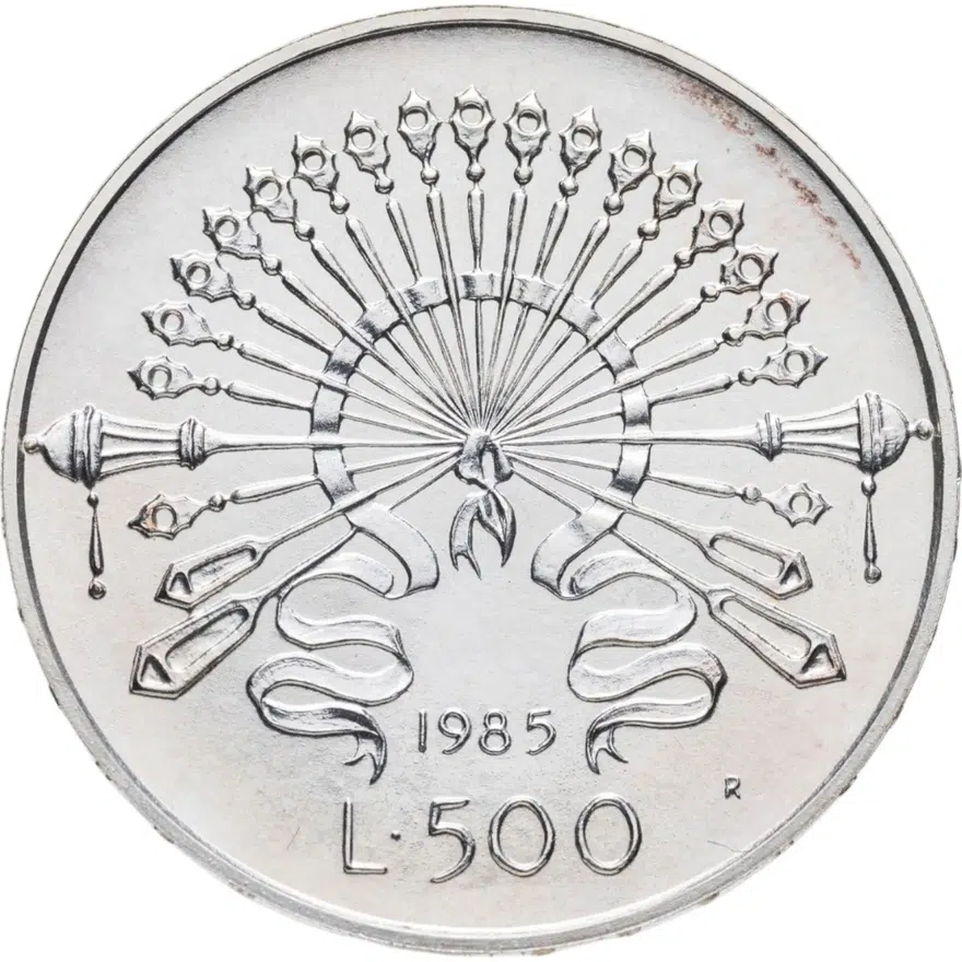 Италия 500 лир (lire) 1985  200 лет со дня рождения Алессандро Мандзони, реверс