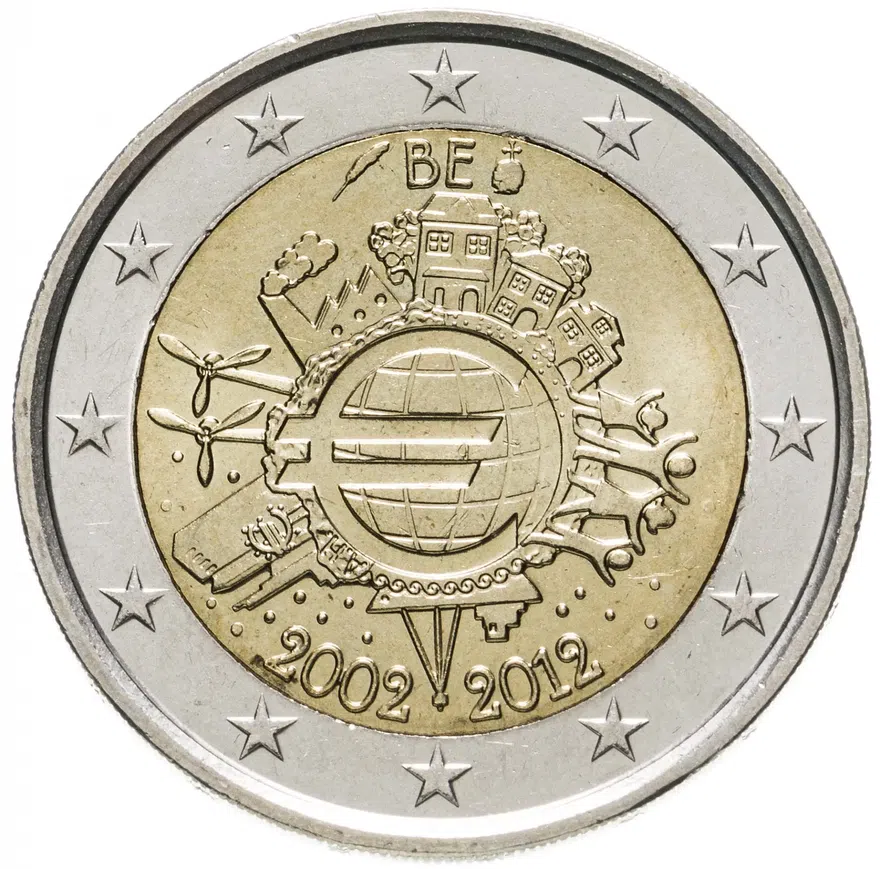 Бельгия 2 евро 2012 "10 лет евро"