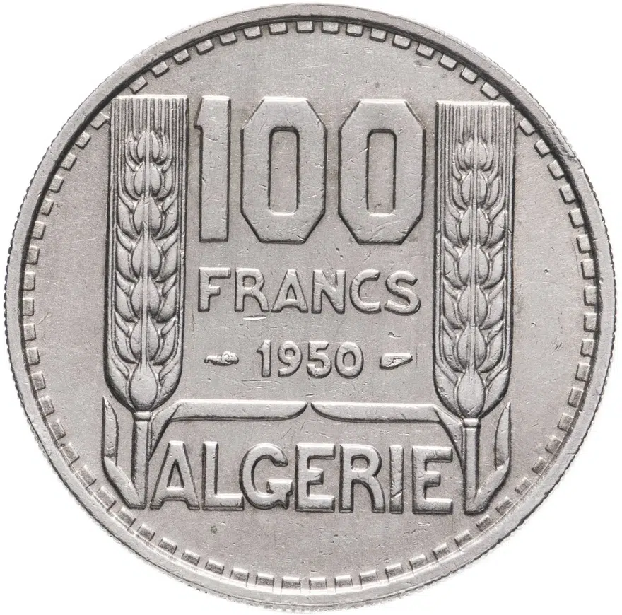 Алжир 100 франков (francs) 1950, реверс