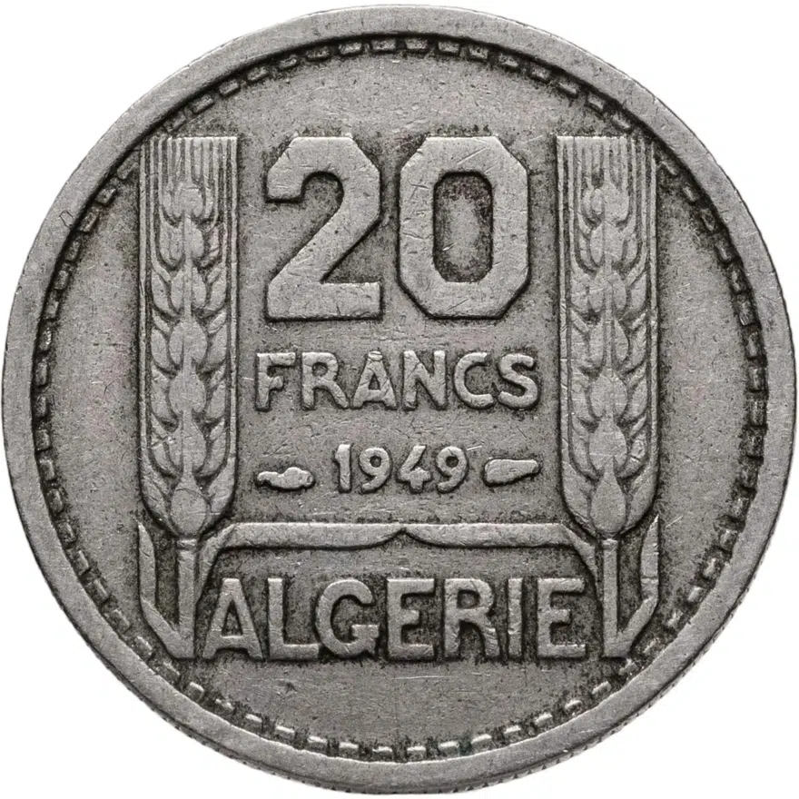 Алжир 20 франков (francs) 1949, аверс