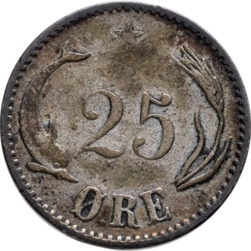 Дания 25 эре (ore) 1874, реверс