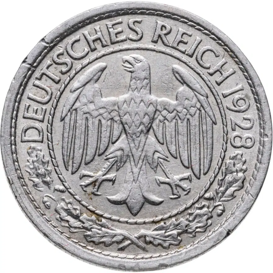 Германия 50 рейхспфеннигов (reichspfennig) 1928 E, реверс