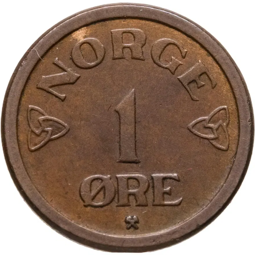 Норвегия 1 эре (ore) 1953, реверс