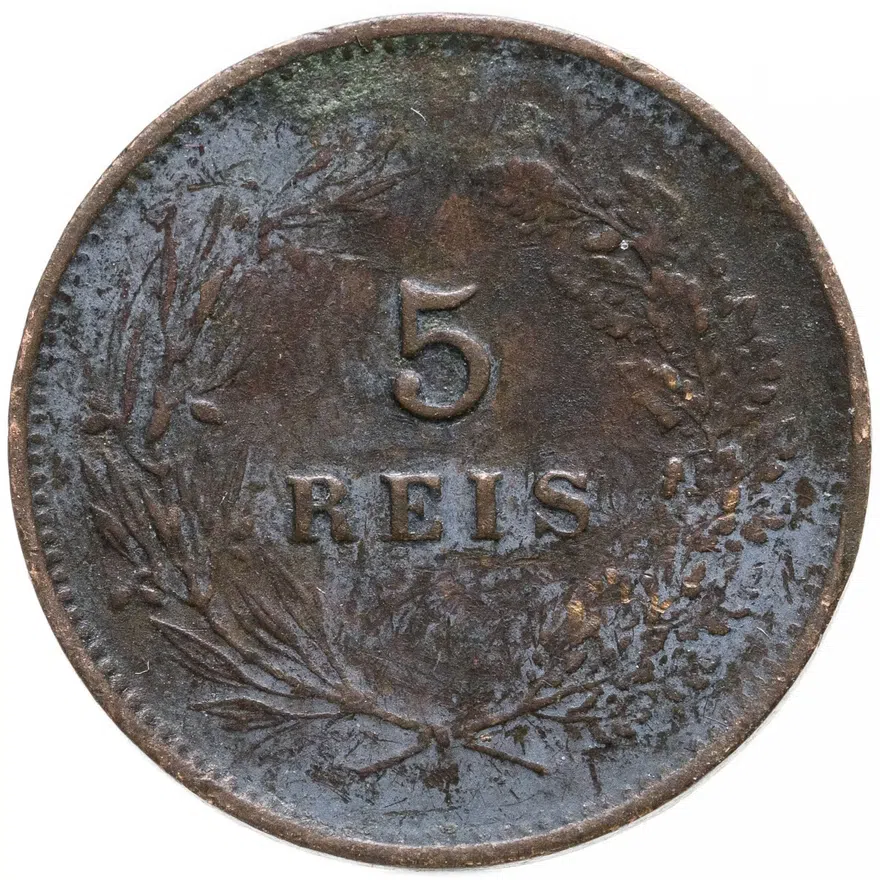 Португалия 5 рейс (reis) 1899, реверс