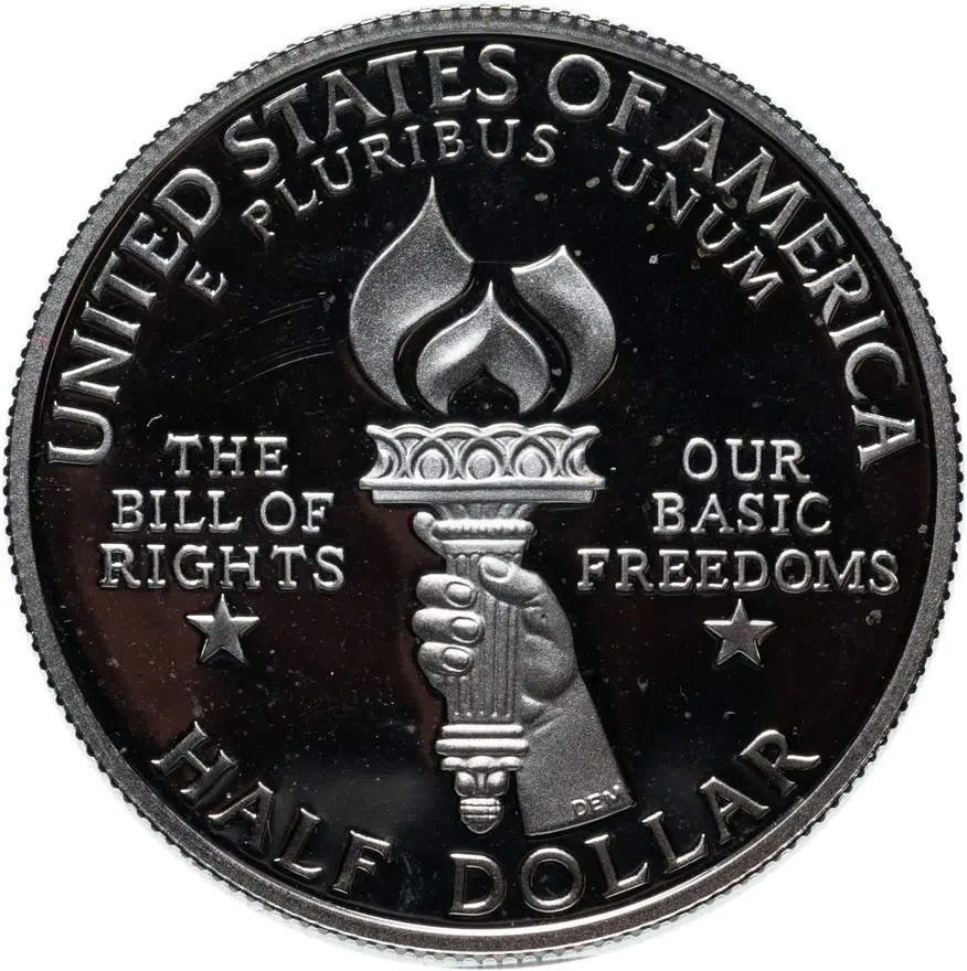 США 50 центов (1/2 доллара, half dollar) 1993 S James Madison and the Bill of Rights (Джеймс Мэдисон и Билль о правах) знак монетного двора "S" - Сан-Франциско, реверс
