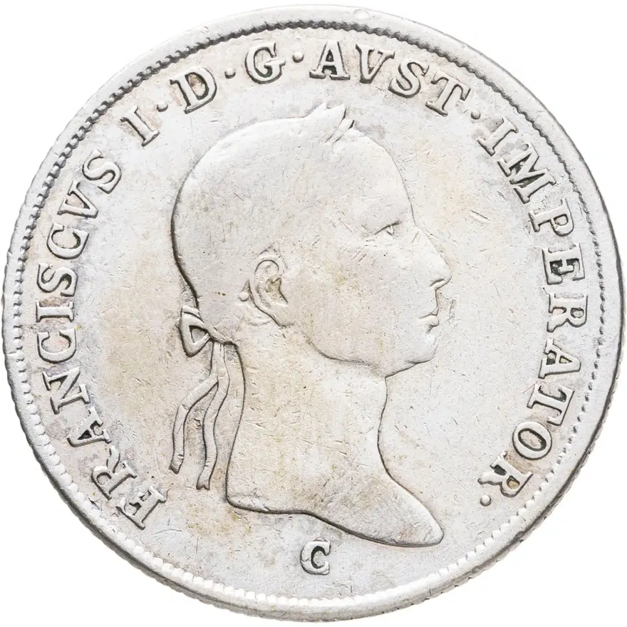 Австрия 20 крейцеров (kreuzer) 1832 C  знак монетного двора "C" - Прага, реверс