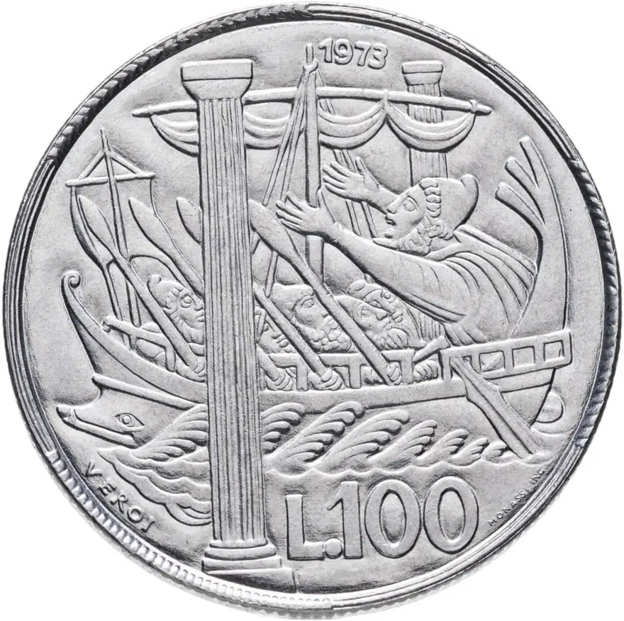 Сан-Марино 100 лир (lire) 1973, реверс