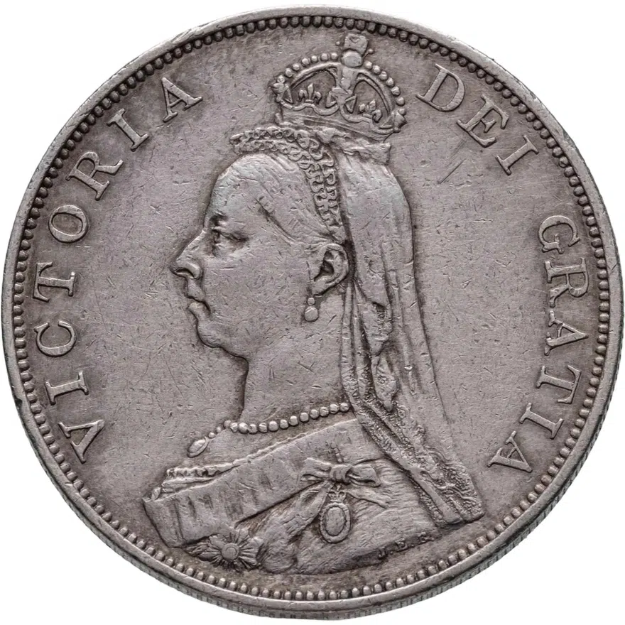 Великобритания 4 шиллинга (2 флорина, shillings) 1887   Арабская "1" в дате, аверс