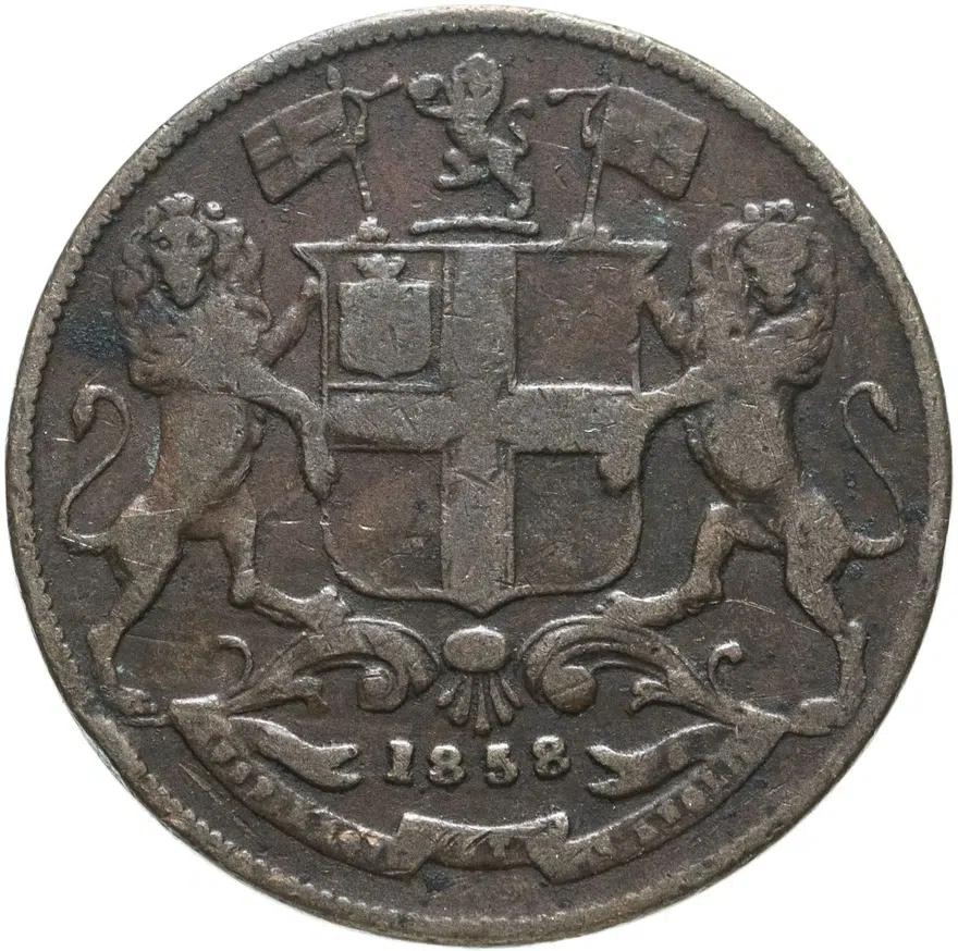 Индия (Британская) 1/4 анны (anna) 1858, реверс