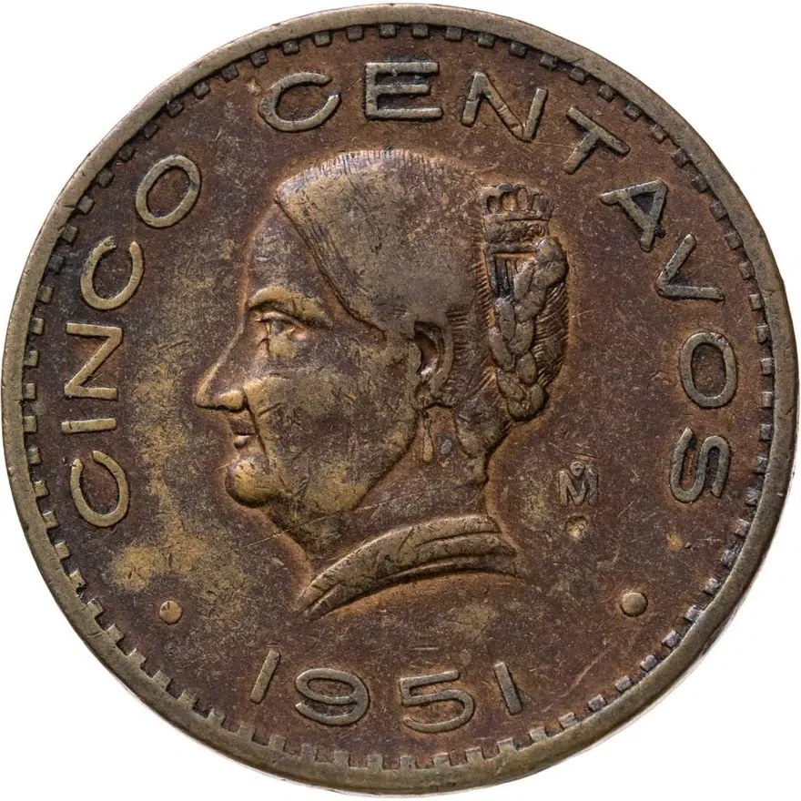 Мексика 5 сентаво (centavos) 1951, аверс