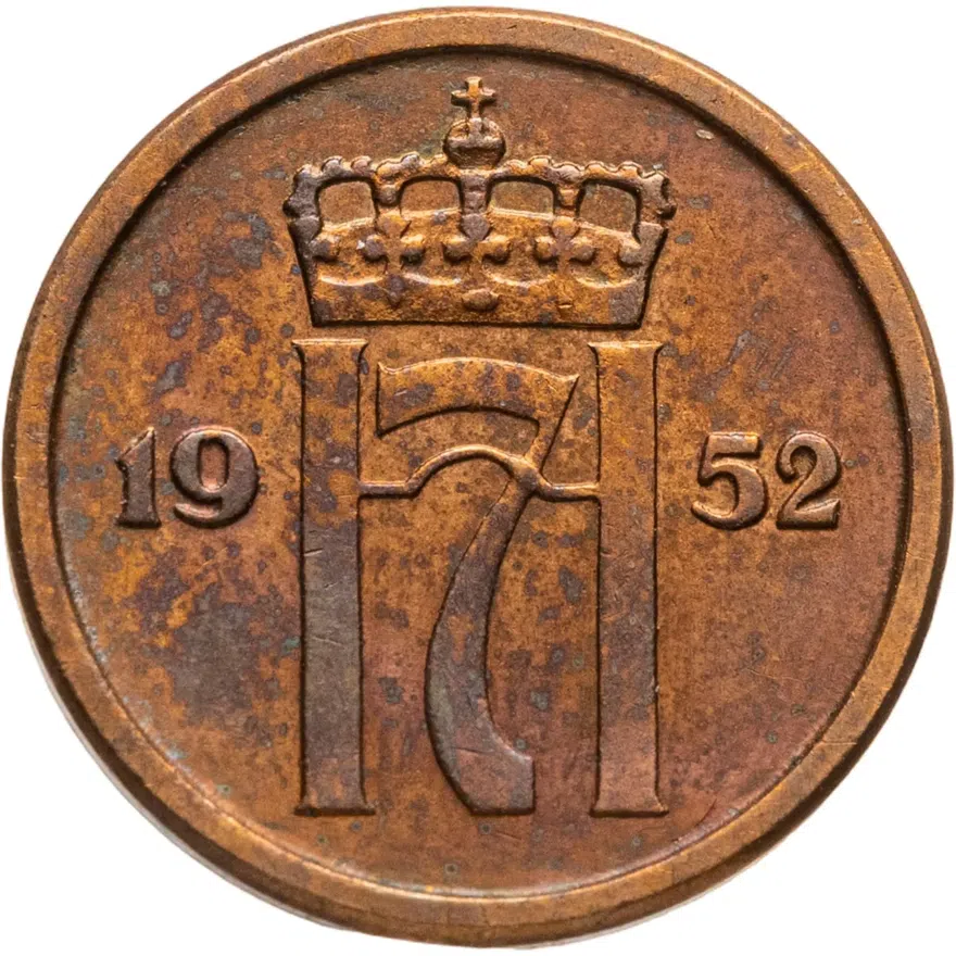 Норвегия 1 эре (ore) 1952  Без "KONGERIKET NORGE"