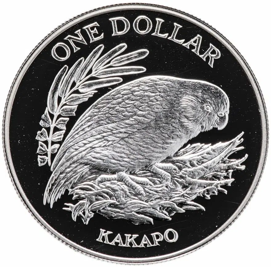 Новая Зеландия 1 доллар (dollar) 1986  Какапо, реверс