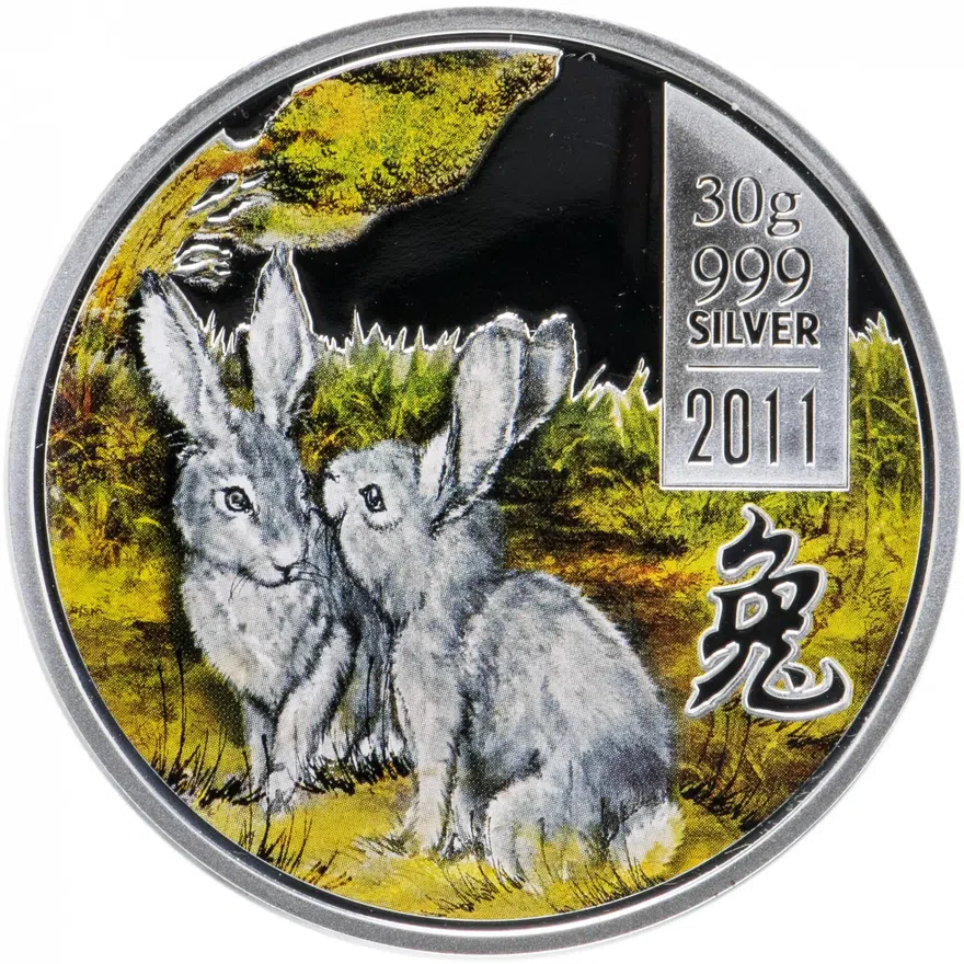 Острова Кука 5 долларов (dollars) 2011  Китайский гороскоп - год кролика, аверс