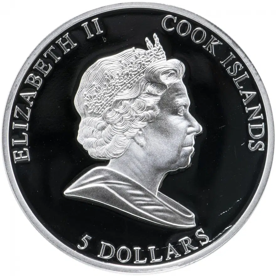 Острова Кука 5 долларов (dollars) 2011  Китайский гороскоп - год кролика, реверс