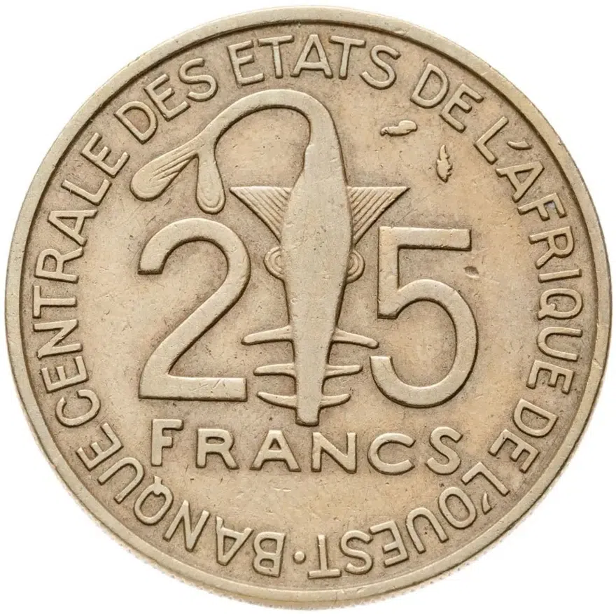 Западная Африка (BCEAO) 25 франков (francs) 1989, реверс