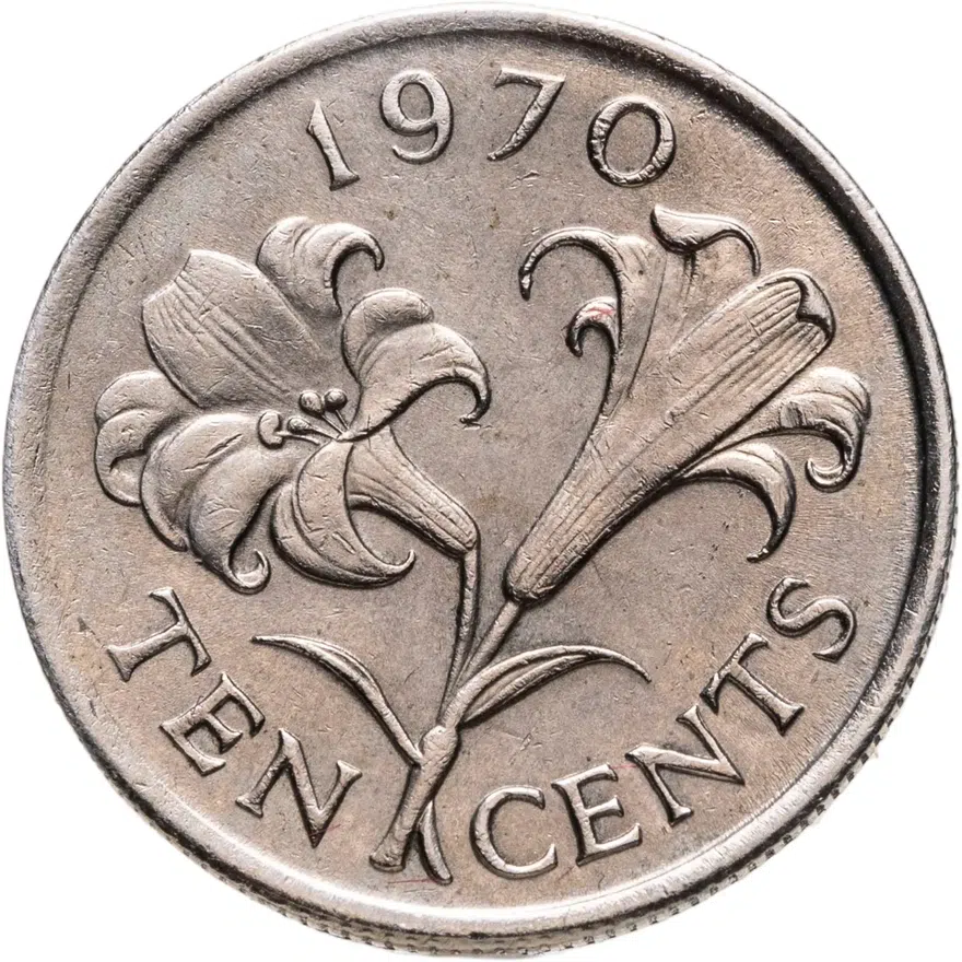 Бермуды 10 центов (cents) 1970, аверс