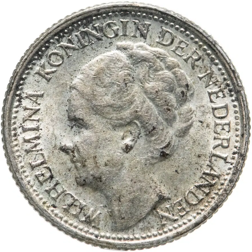 Нидерланды 10 центов (cents) 1941   серебро (портрет на аверсе), реверс