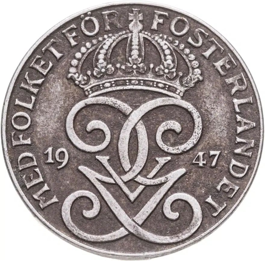 Швеция 2 эре (ore) 1947, реверс