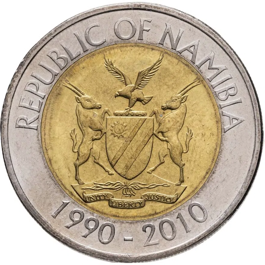 Намибия 10 долларов (dollars) 2010  20-летие Банка Намибии, аверс