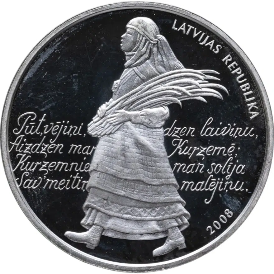 Латвия 1 лат (lats) 2008 песенный фестиваль